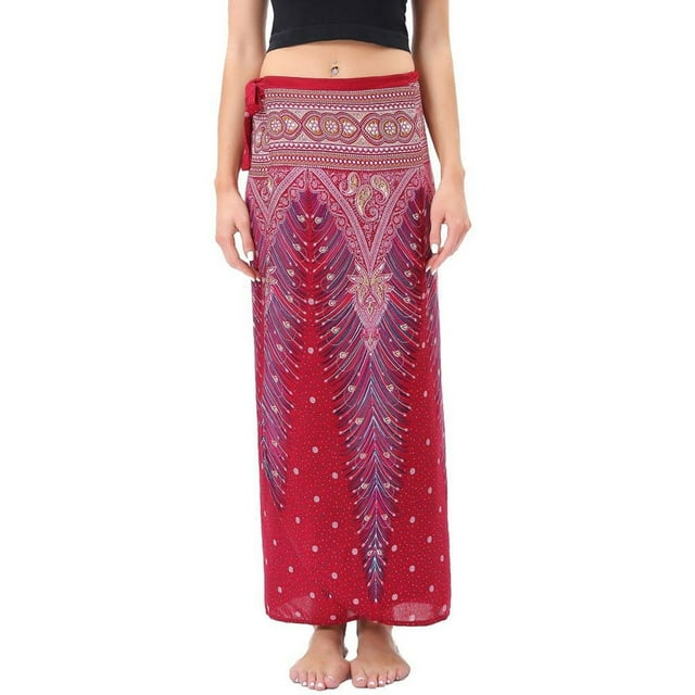 SWSMCLT Women's Beach Sarong Boho Wrap Skirt Summer Cover Up Skirt High Waist Fitted Uv Protection Winter Style2 X-Small-Large