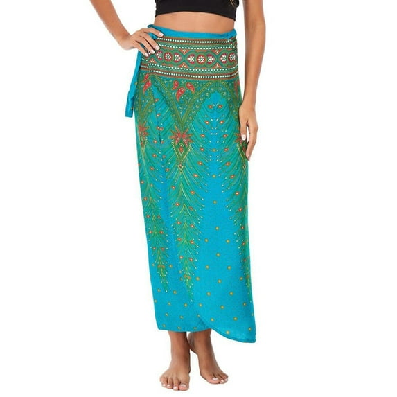 SWSMCLT Women's Beach Sarong Boho Wrap Skirt Summer Cover Up Skirt High Waist Fitted Uv Protection Winter Style4 X-Small-Large