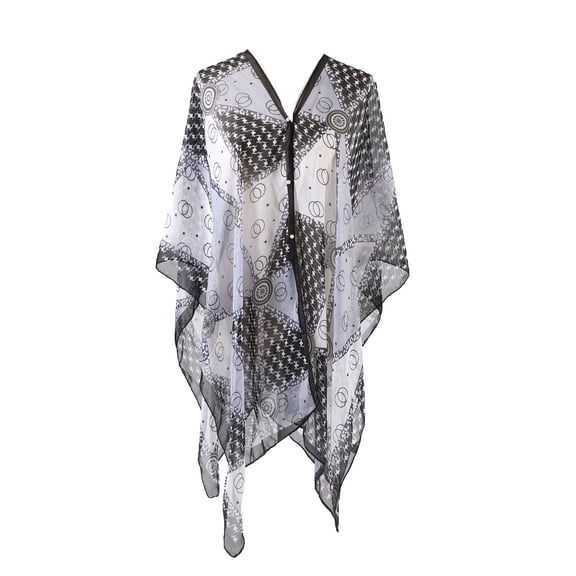 SWSMCLT Women's Beach Shawl Chiffon Scarf Soft Lightweight Swing Cape Off The Shoulder Thin Travel Black One Size