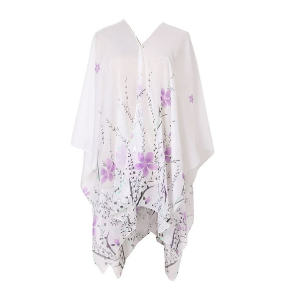 SWSMCLT Women's Beach Shawl Top Off The Shoulder Thin Lightweight Travel Scarf Chiffon Summer Swing Purple One Size