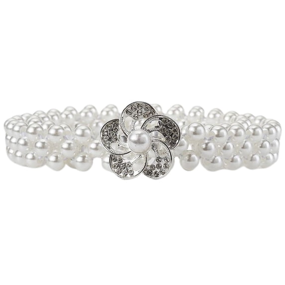 SWSMCLT Women's Beaded Vintage Stretch Basic Skinny Belt Rhinestone Metal Buckle Party Fall Regular Fit Style7 Small-Large