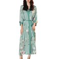 thumbnail image 1 of SWSMCLT Women's Belt Bath Robe Calf Length Bathrobe Medium Bathrobes Bridal Chic Drop Shoulder Comfy Luxury Green Small-X-Large, 1 of 5