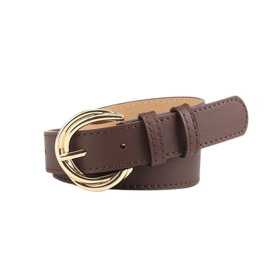 SWSMCLT Women's Belt Buckle Faux Leather D Ring Fashion Belt For Dress Metal Spring Belt Loops Fall Metal Buckle Coffee One Size fits XS-L
