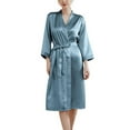thumbnail image 1 of SWSMCLT Women's Belt Loops Bath Robe Belted Light Medium Bathrobe Comfy Home Cool Chic 3/4 Sleeve Grey X-Large, 1 of 1