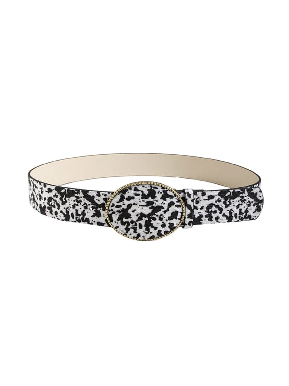 Women's Belt Zebra Leopard Adjustable Belts Y2k Faux Leather Fashion Metal Casual Printed Old Fashioned Groove Belts White Leopard X-Small-Large