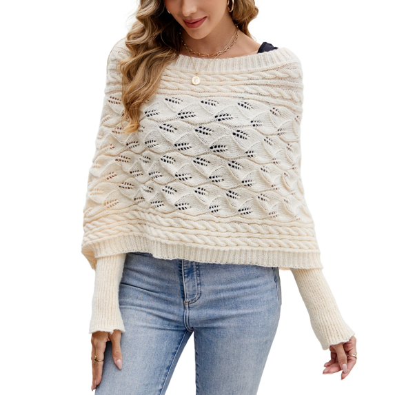 SWSMCLT Women's Billowy Pullover Sweater Casual Elegant Date Deep V Neck Convertible Batwing Sleeve Knit Knitwear Apricot Small-X-Large