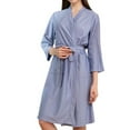 thumbnail image 1 of SWSMCLT Women's Billowy Waffle Bathrobe Comfy Home Belted Chic Fall Sleeping Long Sleeve Nightwear Calf Length Bath Robe Blue XX-Large-3X-Large, 1 of 2