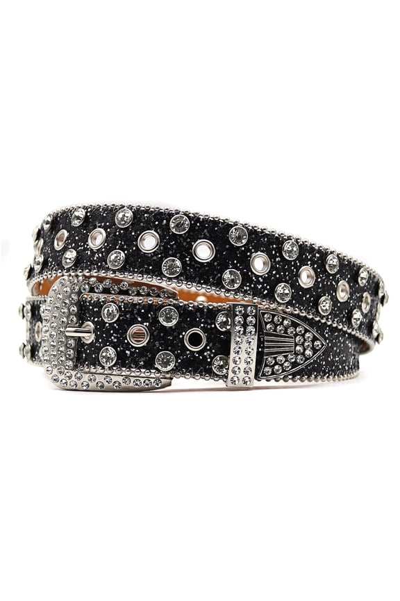 Women's Bling Rhinestone Dance Steampunk Punk Metal Buckle Faux Leather Belt PU Halloween Summer Carnival Fashion Black 26.5inches-31.5inches