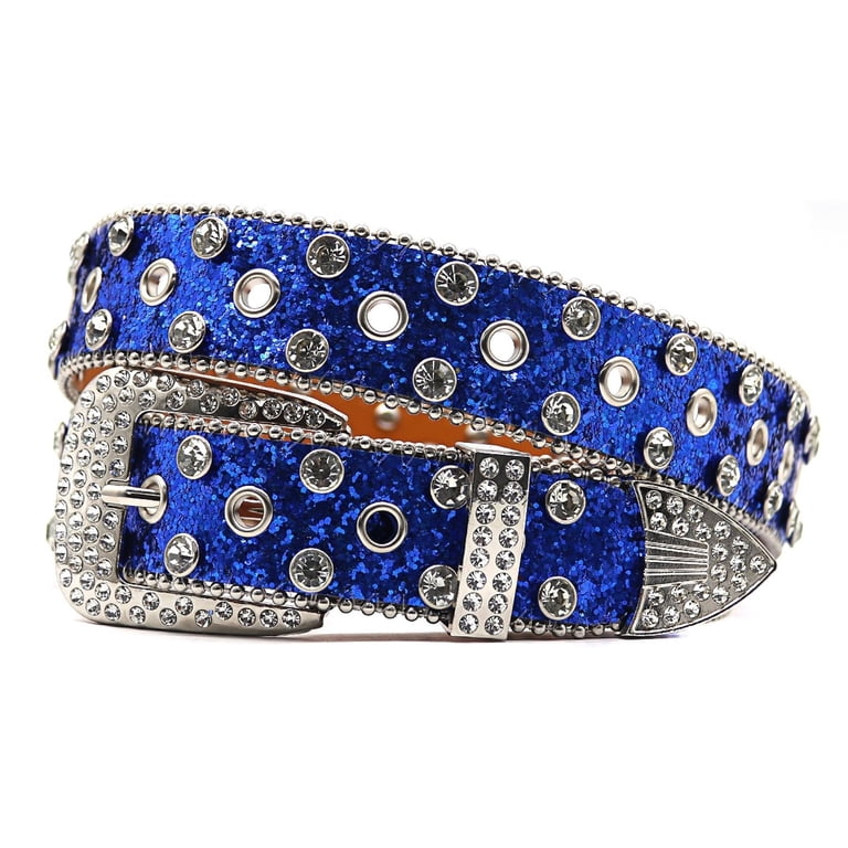 Faux Leather Belt with Rhinestone Buckle Fashion Waist Belt Rhinestone Faux Leather Belt Men & Women Western Cowgirl  main image 2