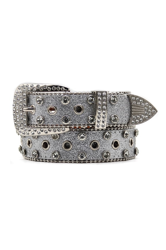 Women's Bling Rhinestone Dance Steampunk Punk Metal Buckle Faux Leather Belt PU Halloween Summer Carnival Fashion Silver 36.5inches-41.5inches