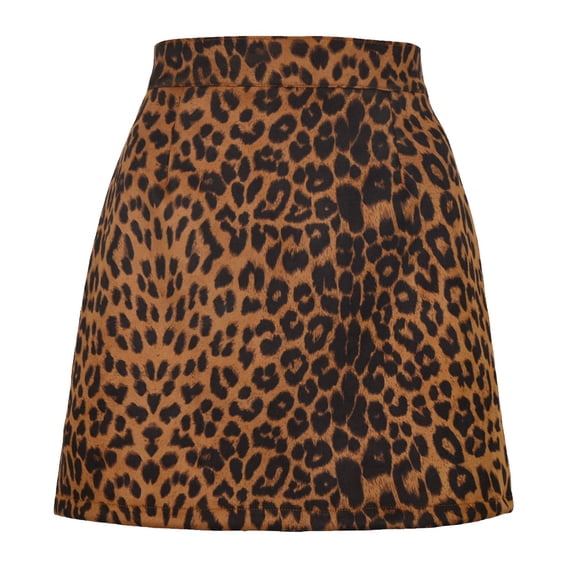 SWSMCLT Women's Bodycon Mini Sexy Fashion High Waisted Skirt A-Line Side Slit Mid-Thigh Length Leopard 12