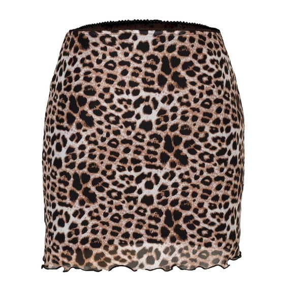 SWSMCLT Women's Bodycon Skirt Mini Summer Fashion Elastic Waist Mini Vintage Elastic Mid Rise Mid Thigh Leopard 10-12