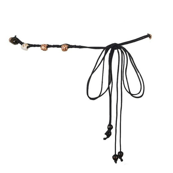 SWSMCLT Women's Bohemian Adjustable Belts Autumn Raffia Regular Fit Self Tie Braid Belt Braided Belt Casual Black X-Small-X-Large
