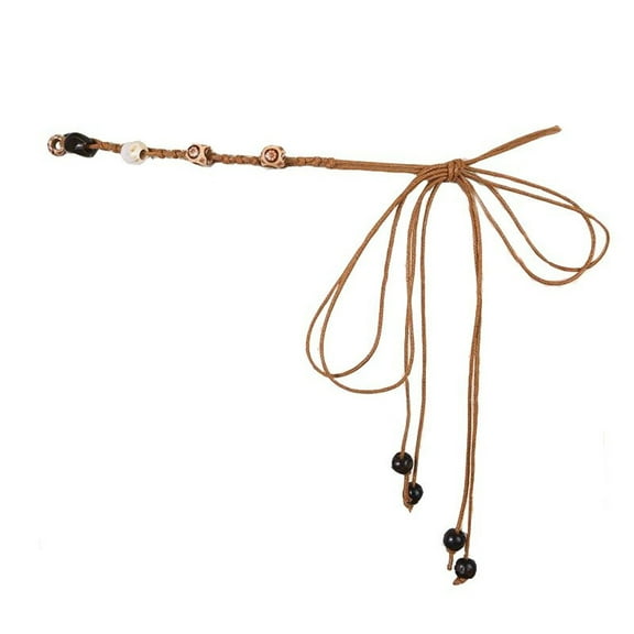 SWSMCLT Women's Bohemian Adjustable Belts Autumn Raffia Regular Fit Self Tie Braid Belt Braided Belt Casual Khaki X-Small-X-Large