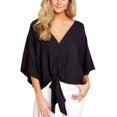 thumbnail image 1 of SWSMCLT Women's Boho Floral Blouse V Neck Shirt Casual Fall Chiffon Summer Printed Shirt 3/4 Sleeve Sexy Peasant Black 12, 1 of 5