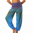 thumbnail image 1 of SWSMCLT Women's Boho Harem Pants Elastic Genie Summer Casual Hippie Yoga Beach Pants Pocket Smocked Waisted Comfy Style1 Small-X-Large, 1 of 4