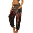 thumbnail image 1 of SWSMCLT Women's Boho Harem Pants Elastic Genie Summer Casual Hippie Yoga Beach Pants Pocket Smocked Waisted Comfy Style4 Small-X-Large, 1 of 4