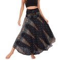 thumbnail image 1 of SWSMCLT Women's Boho Long Skirt Summer Pleated Smocked Elastic High Waisted Short Bathing Suit Cover Up Halter Dresses Swimwear Thailand Maxi Skirts Beach Flowy Black Patterned1 Small-X-Large, 1 of 5