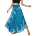 thumbnail image 1 of SWSMCLT Women's Boho Long Skirt Summer Pleated Smocked Elastic High Waisted Short Bathing Suit Cover Up Halter Dresses Swimwear Thailand Maxi Skirts Beach Flowy Bright Blue Patterned3 Small-X-Large, 1 of 5