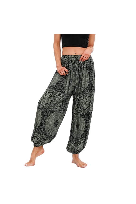 Women's Boho Yoga Pant Harem Pants Hippie Workout Joggers Long Casual Comfy Loose Mid Rise Lightweight Style1 Small-X-Large