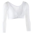 thumbnail image 1 of SWSMCLT Women's Bolero Shrug Mesh Blouse Summer Party Fall Sheer Cape V Neck Top Crop Deep V Neck Sexy Soft White 12, 1 of 1