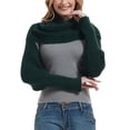 thumbnail image 1 of SWSMCLT Women's Bolero Shrug Sweater Scarf Winter Fashion Fitted Thick Soft Top Warm Spring Cowl Neck Knit Shawl Dark Green One Size, 1 of 4