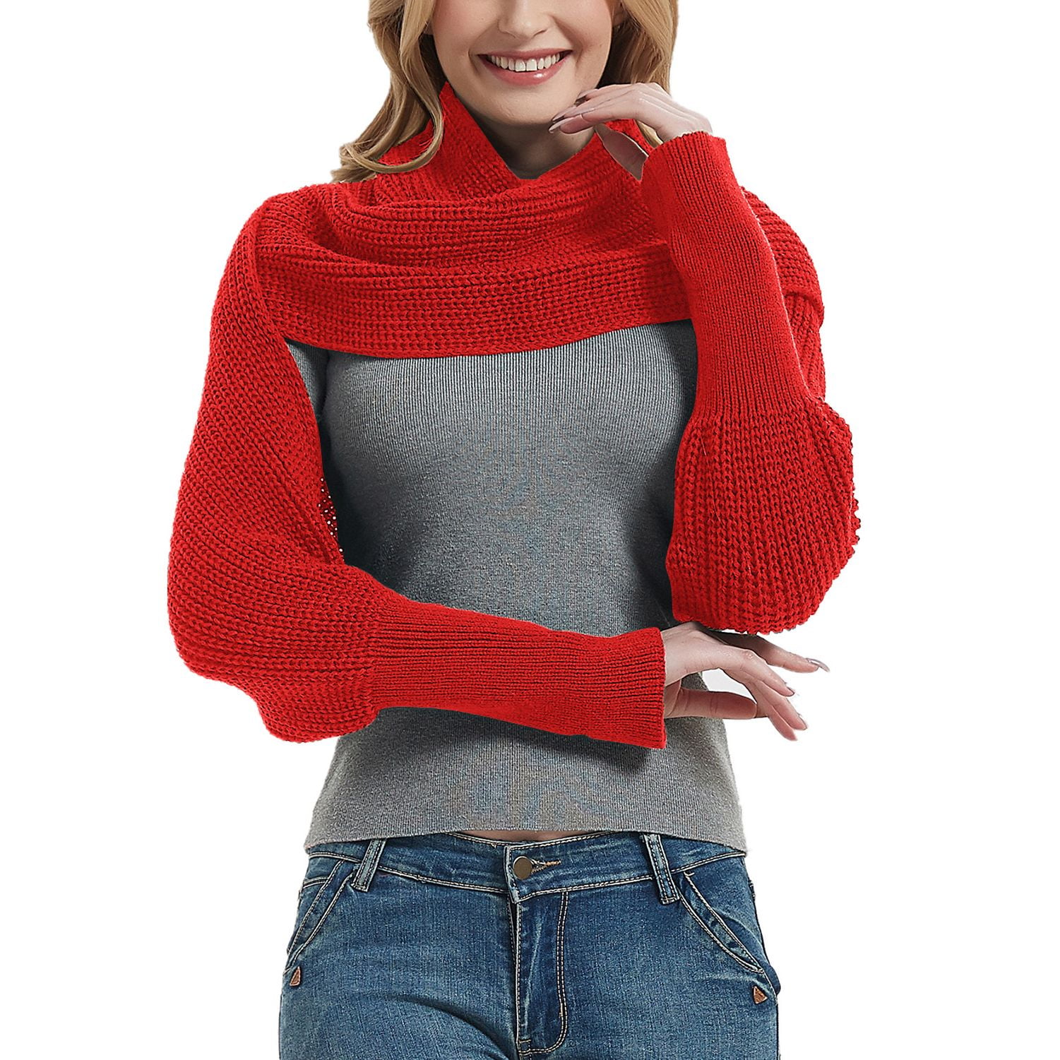 SWSMCLT Women's Bolero Shrug Sweater Scarf Winter Fashion Fitted