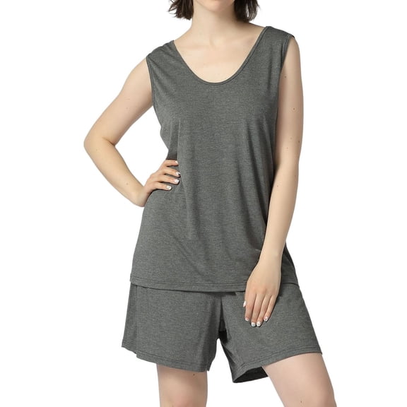 SWSMCLT Women's Boxer Loungewear Comfy Pajama Set Cool Above Knee Lounge Set Cotton Fall Breathable Dark Grey 3X-Large