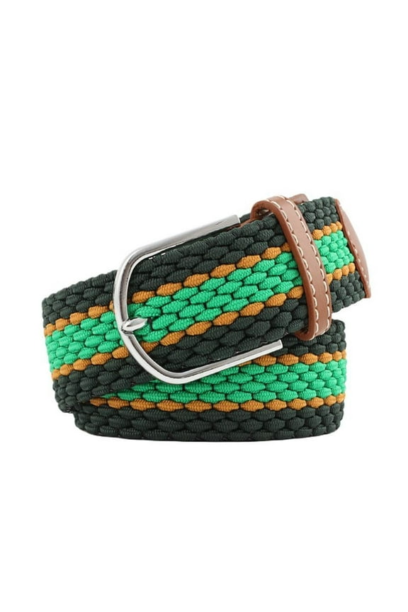Women's Braid Belt Holeless Belt Buckle Canvas Chic D Ring Medium Metal Adjustable Belts All Seasons Green X-Small-Large