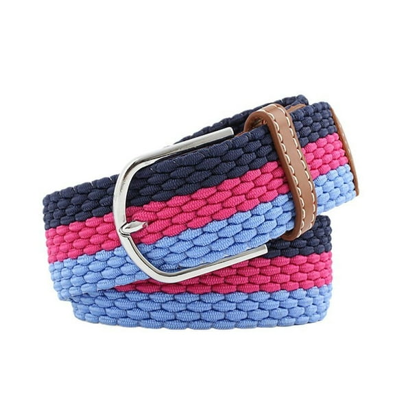 SWSMCLT Women's Braid Belt Holeless Belt Buckle Canvas Chic D Ring Medium Metal Adjustable Belts All Seasons Rose X-Small-Large