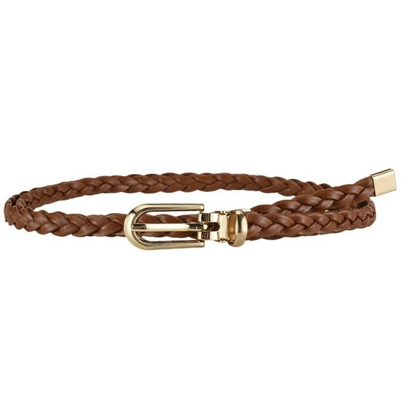 SWSMCLT Women's Braided Adjustable Belts Chic Belt For Dress Date Skinny Braided Belt D Ring Holiday Autumn Umber X-Small-X-Large