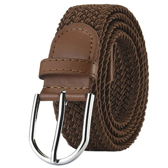 SWSMCLT Women's Braided Adjustable Belts Medium Holeless D Ring Braided Belt Buckle Braid Canvas Casual Brown X-Small-Large