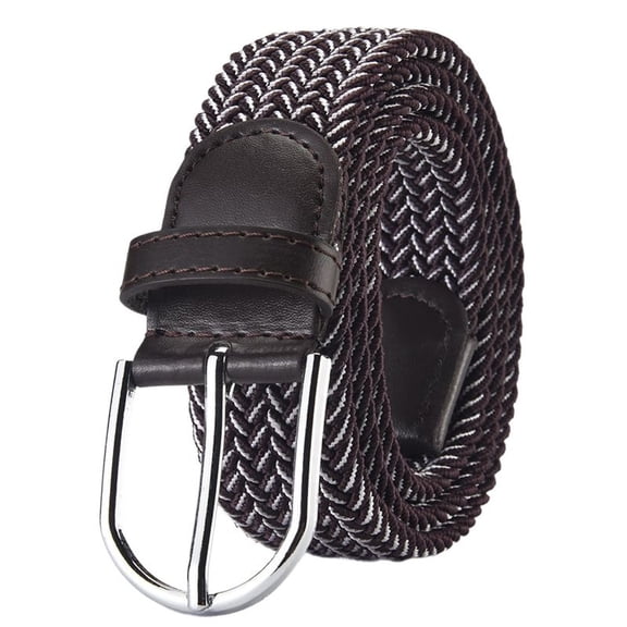 SWSMCLT Women's Braided Adjustable Belts Medium Holeless D Ring Braided Belt Buckle Braid Canvas Casual Coffee X-Small-Large