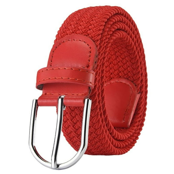 SWSMCLT Women's Braided Adjustable Belts Medium Holeless D Ring Braided Belt Buckle Braid Canvas Casual Red X-Small-Large