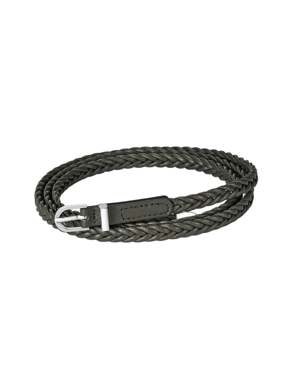 Women's Braided Skinny Belts Adjustable Belt Loops Faux Leather Basic Braided Autumn Classic D Ring Casual Army Green X-Small-Large