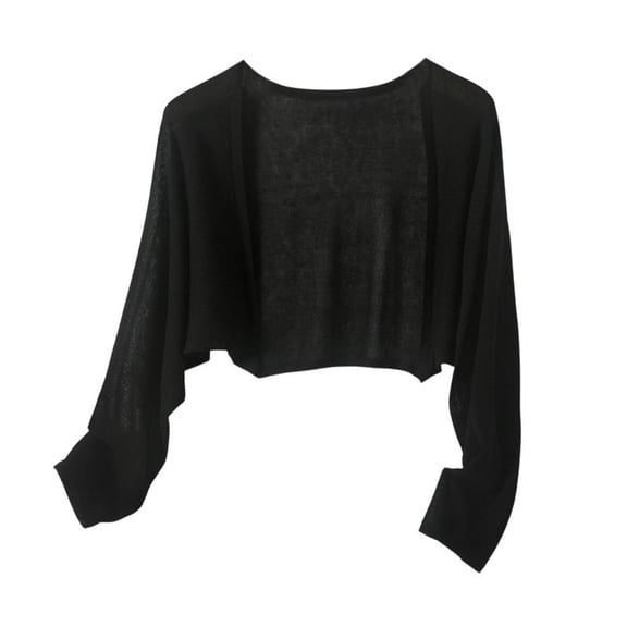 SWSMCLT Women's Breathable Cape Autumn Elegant Knit Open Front Soft Cool Spring Summer Blouse Cardigan Casual Black Small-X-Large
