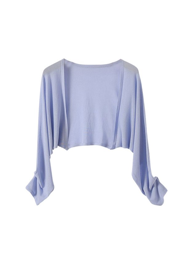 Women's Breathable Cape Autumn Elegant Knit Open Front Soft Cool Spring Summer Blouse Cardigan Casual Light Purple Small-X-Large