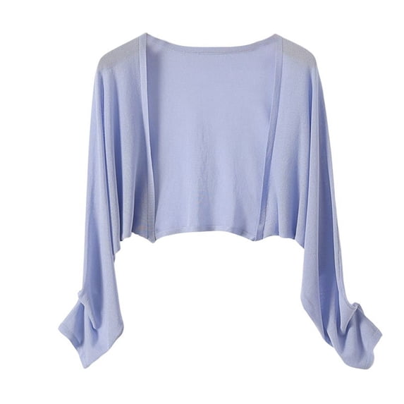 SWSMCLT Women's Breathable Cape Autumn Elegant Knit Open Front Soft Cool Spring Summer Blouse Cardigan Casual Light Purple Small-X-Large