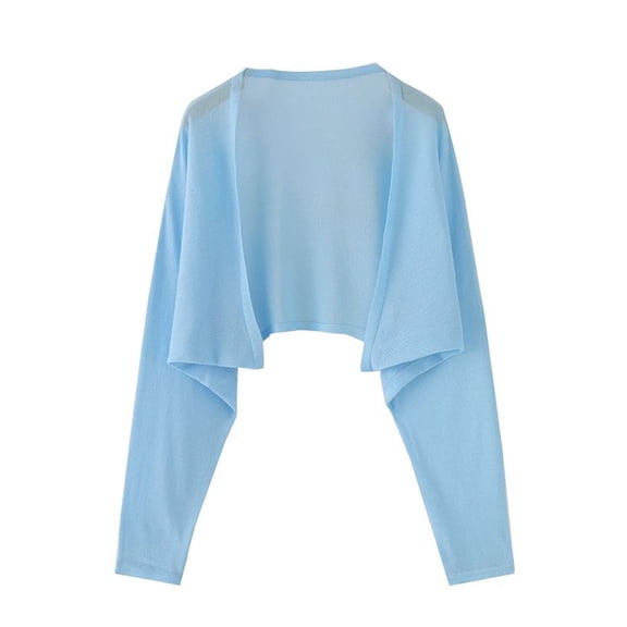 SWSMCLT Women's Breathable Cape Autumn Elegant Knit Open Front Soft Cool Spring Summer Blouse Cardigan Casual Sky Blue Small-X-Large