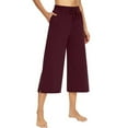 thumbnail image 1 of SWSMCLT Women's Breathable Capris Billowy Autumn Drawstring Casual Empire Waist Gaucho Crop Pants 2025 Burgundy X-Large, 1 of 1