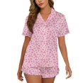 thumbnail image 1 of SWSMCLT Women's Breathable Pajama Set Boyshorts Comfy Classic Matching Sets Loungewear Set Button Chic Elastic Band Pink Medium, 1 of 4