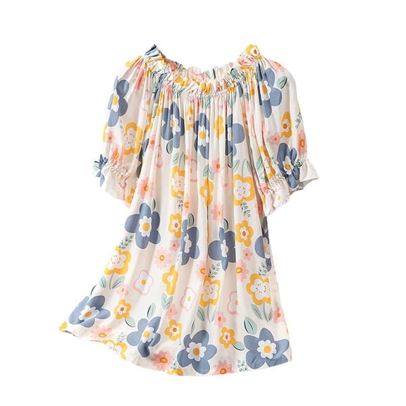 SWSMCLT Women's Breathable Pajama Tops Crew Neck Home Comfy Loose Soft Loungewear Convertible Nightwear Beige X-Small-Large