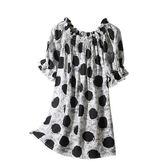 SWSMCLT Women's Breathable Pajama Tops Crew Neck Home Comfy Loose Soft Loungewear Convertible Nightwear Black X-Small-Large