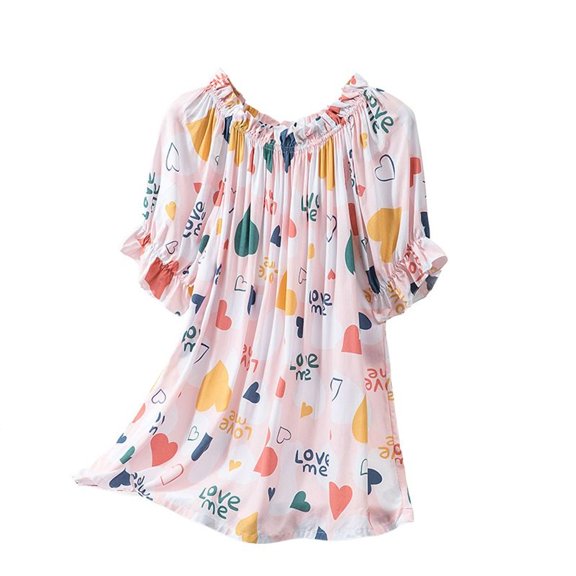 SWSMCLT Women's Breathable Pajama Tops Crew Neck Home Comfy Loose Soft Loungewear Convertible Nightwear Pink X-Small-Large