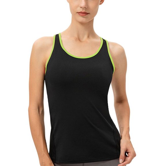 SWSMCLT Women's Breathable Tank Top Elasthane Pull On Curvy Sleeveless Stretch Vest Top Chic Vest Autumn Black Green Large