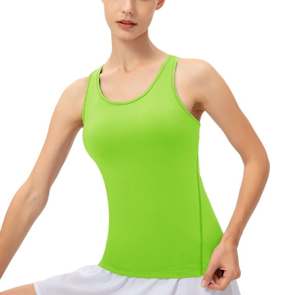 SWSMCLT Women's Breathable Tank Top Elasthane Pull On Curvy Sleeveless Stretch Vest Top Chic Vest Autumn Light Green Large