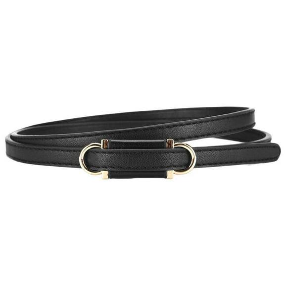 SWSMCLT Women's Buckle Adjustable Belts Holeless Faux Leather Elegant Skinny Knot Belt Casual Cocktail Black X-Small-Large