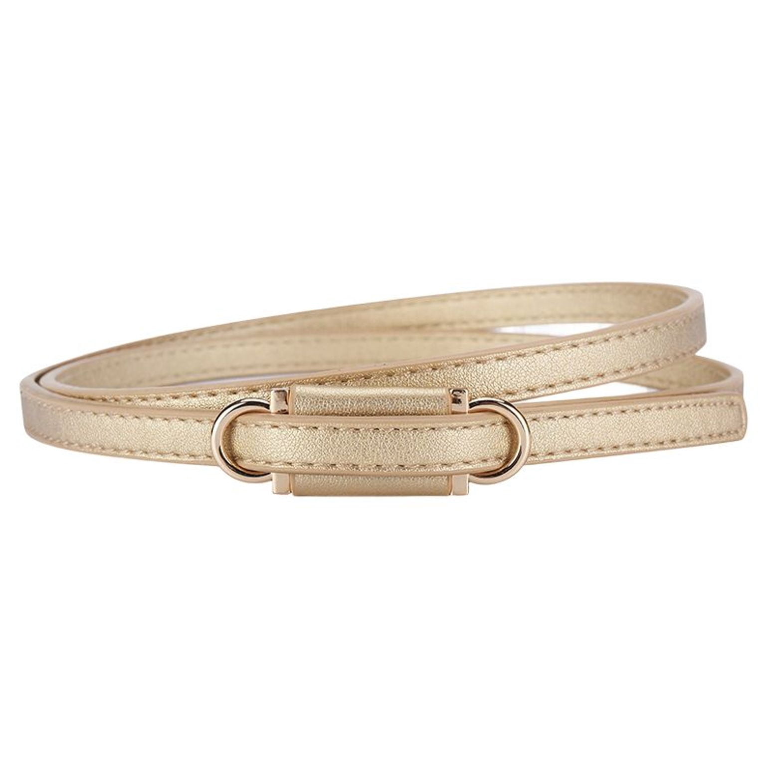 Elegant Women\'s PU Leather Belt with Gold Buckle, Adjustable Gold Leather Belt, Skinny Leather Belt, Gold Belt , Women  main image 3