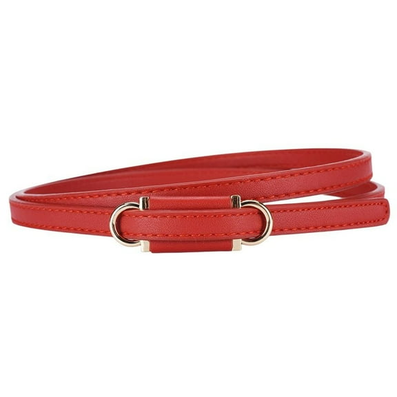 SWSMCLT Women's Buckle Adjustable Belts Holeless Faux Leather Elegant Skinny Knot Belt Casual Cocktail Red X-Small-Large