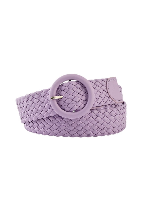 Women's Buckle Belt Braided Web Summer Braided Belt Belt Faux Leather Holeless Medium Casual Fall Light Purple Small-Large